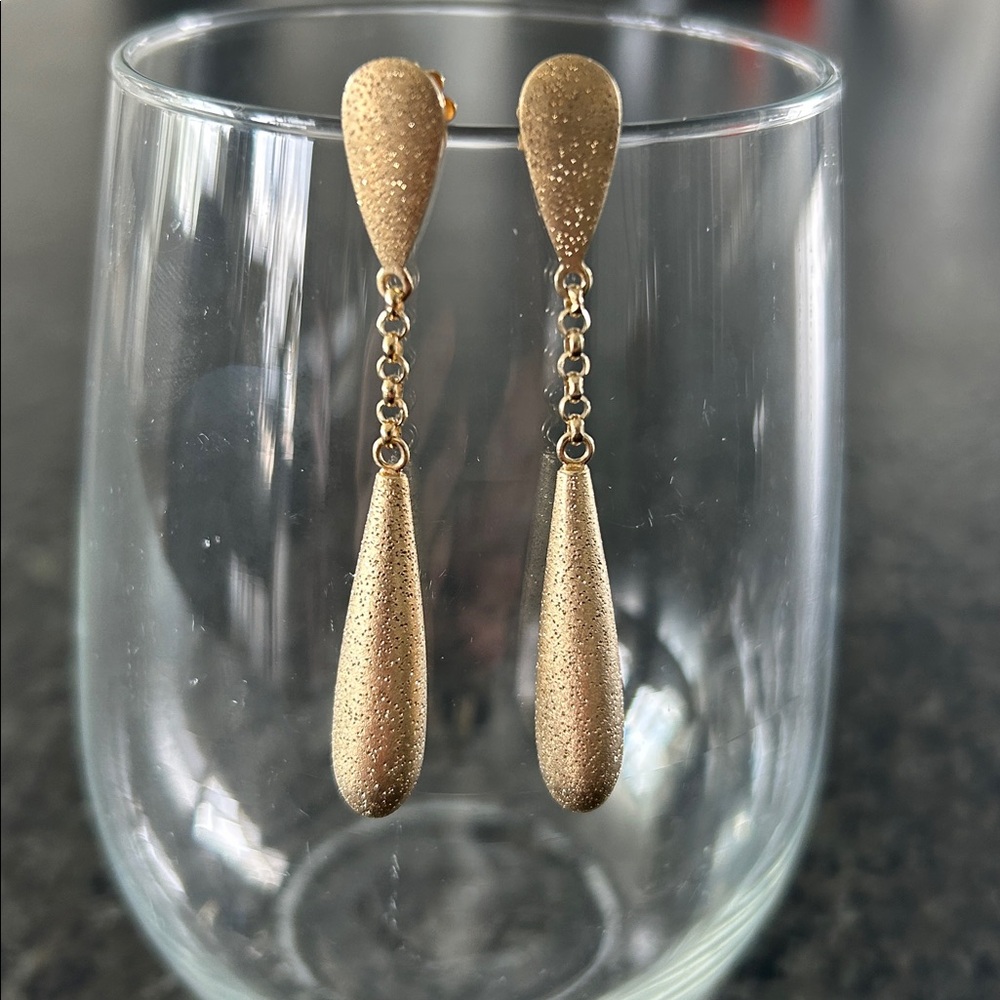 Elegant Gold Plated and Sterling Silver Drop Earrings by Charles Garnier